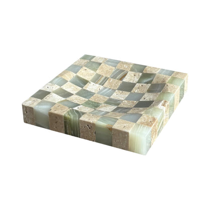 Green Marble & Travertine Decorative Tray