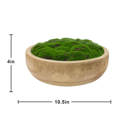 Wood Decorative Bowl with Artificial Moss