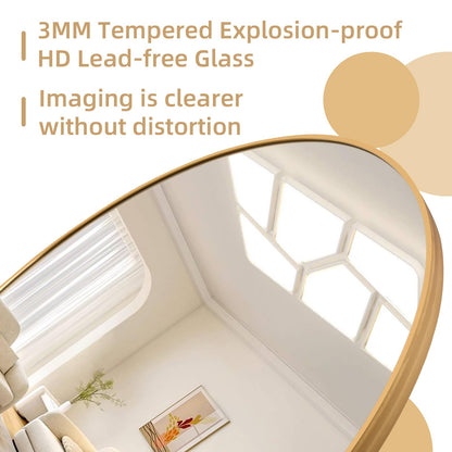 ZHUNFA Arched Full Length Mirror, 71x32 Oversized Floor Mirror with Stand