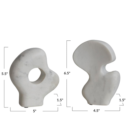 Abstract Faux Marble Sculptures, Set of 2