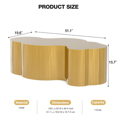 IKIFLY Modern Gold Stainless Coffee Table, Large Cloud Fashion Design Accent Table for Living Room Bedroom