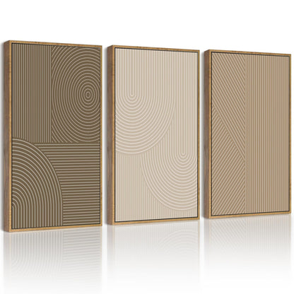Framed Geometric Print on Canvas Wall Art, Set of 3