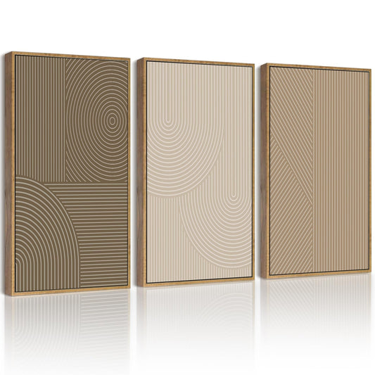 Framed Geometric Print on Canvas Wall Art, Set of 3