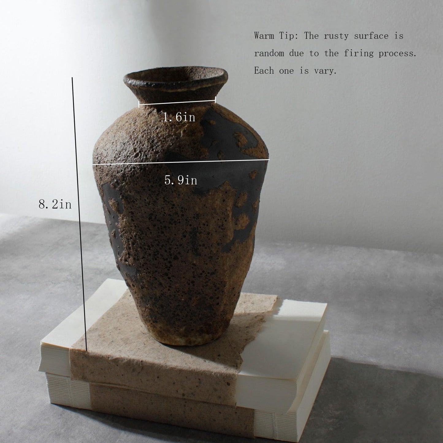 Handmade Ceramic Vase with Rust Finish