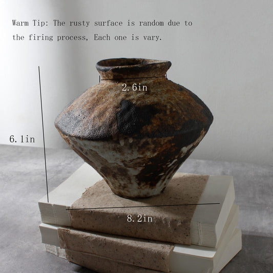 Handmade Ceramic Vase with Rust Finish