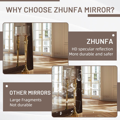 ZHUNFA Arched Full Length Mirror with Solid Wood Frame