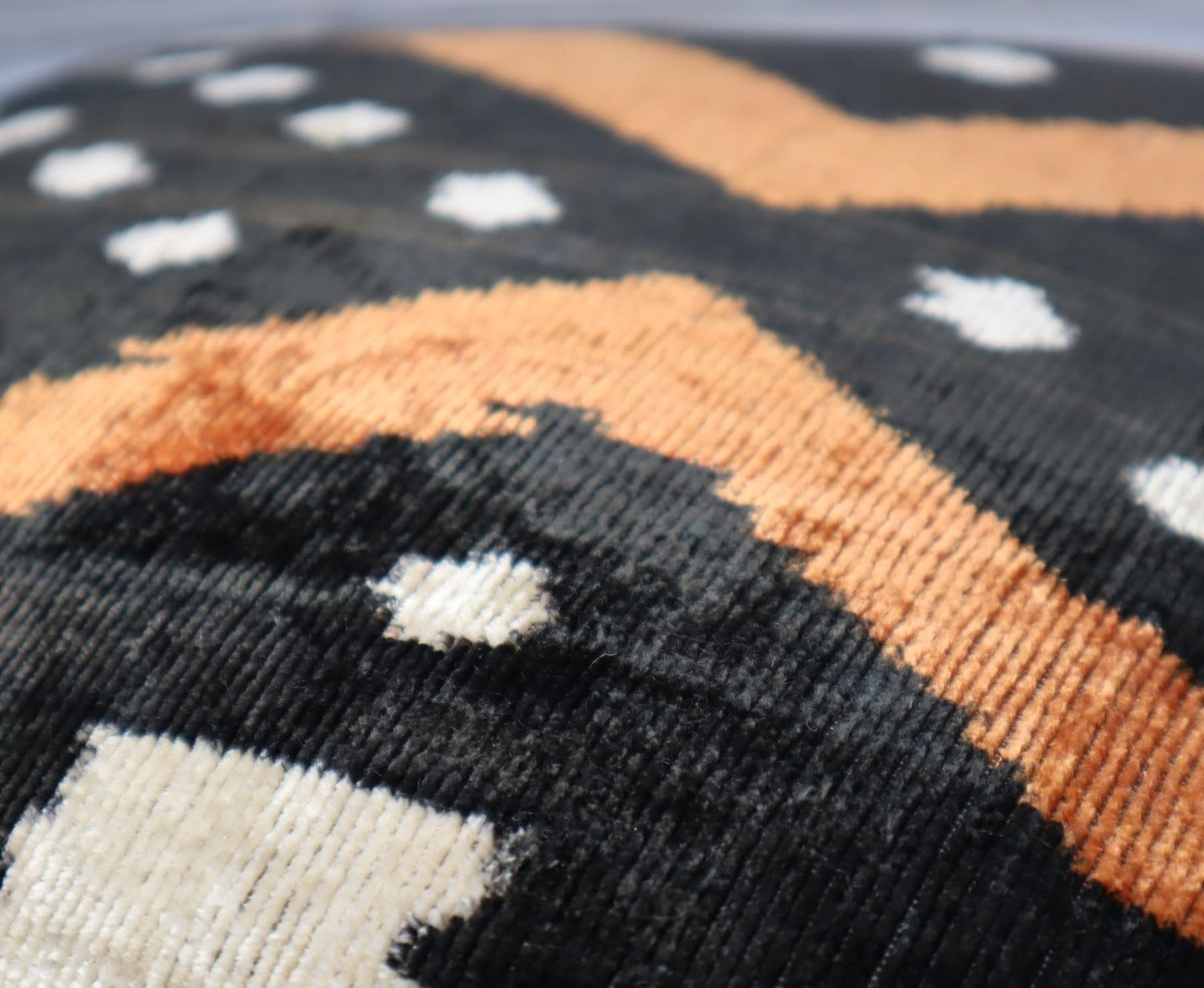 Canvello Handmade Velvet Throw Pillow – Luxury Geometric Black and Brown Decorative Cushion Cover, 16x16 Inch with Down Feather Insert – Bohemian Tribal Accent for Sofa, Couch, or Bed