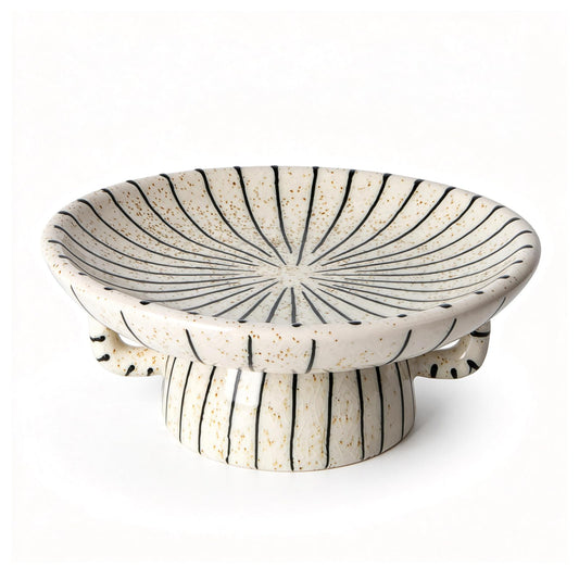 Hand-Painted Ceramic Decorative Pedestal Bowl