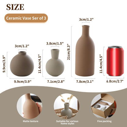 Neutral Ceramic Vases, Set of 3