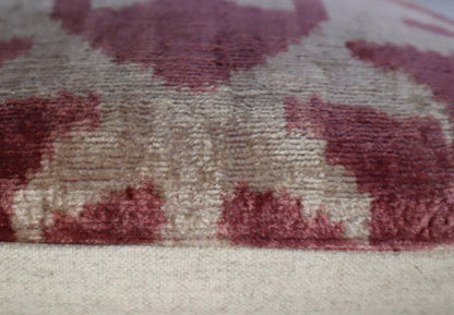 Canvello Handmade Burgundy Ikat Velvet Throw Pillow – Luxury Decorative Cushion, 16x16 Inch, Down Feather Insert, Bohemian Tribal Accent Pillow for Sofa, Couch & Bed