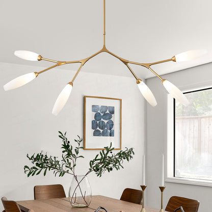 Sparklelf Modern 6-Light Chandelier Elegance Sputnik Chandeliers for Dining Room L50’’ Large Glass Chandelier Adjustable Branch Pendant Light Fixture for Living Room Kitchen Bedroom
