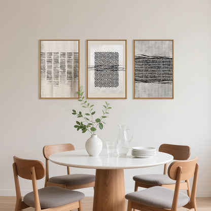 Framed Linear Print on Canvas Wall Art, Set of 3