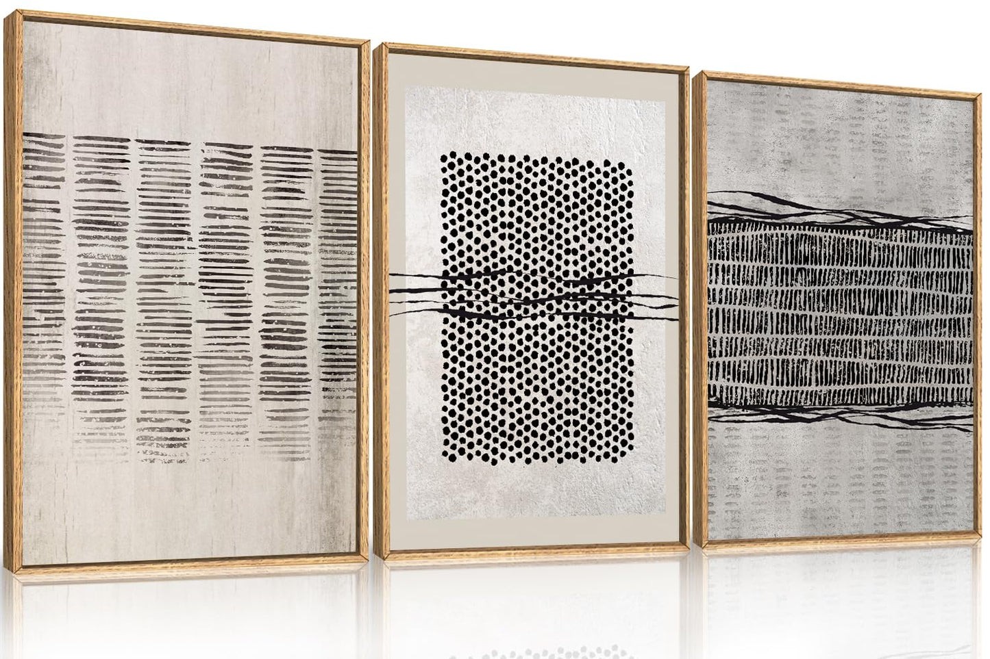 Framed Linear Print on Canvas Wall Art, Set of 3