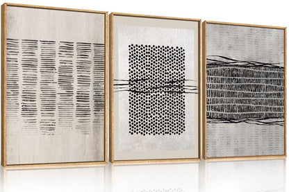 Framed Linear Print on Canvas Wall Art, Set of 3