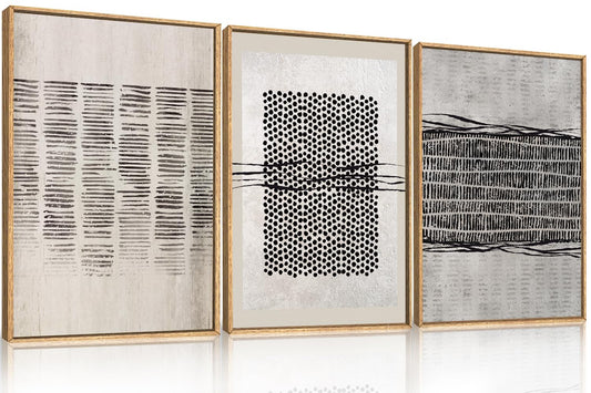 Framed Linear Print on Canvas Wall Art, Set of 3