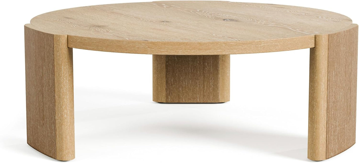 42" Round Oak Veneer Coffee Table