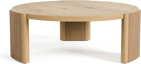 42" Round Oak Veneer Coffee Table