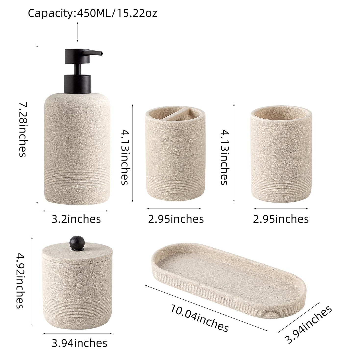 6 Piece Resin Bath Accessory Set