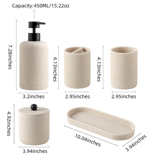 6 Piece Resin Bath Accessory Set
