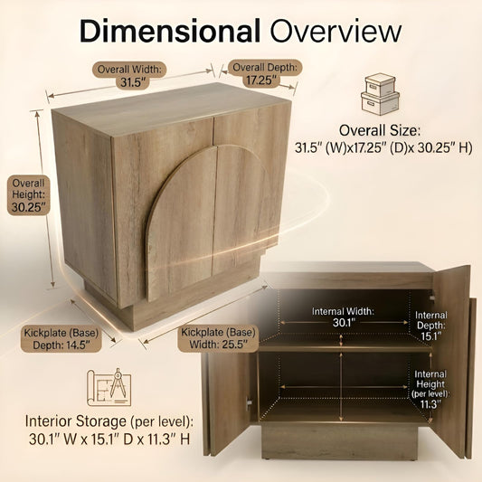 31-1/2" Modular Oak Credenza