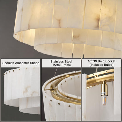 OSRoyce Alabaster Chandeliers D23in Round Chandeliers for Dining Room Small Chandelier Light Fixture for Kitchen Living Room Foyer Entryway Hallway