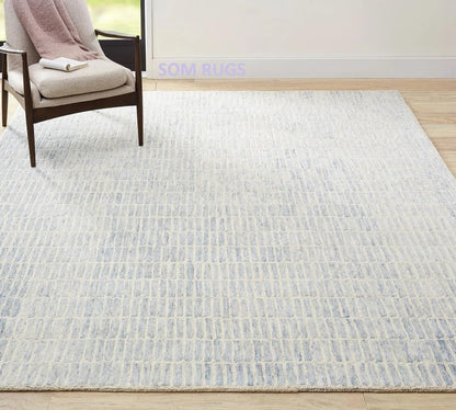 SOM RUGS 100% Authentic Capitola Tufted Handmade Woolen Area Rug Bedroom Decor Office Rug (Blue, 10 x 14 Feet)