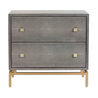 Faux Shagreen & Metal 2-Drawer Nightstand