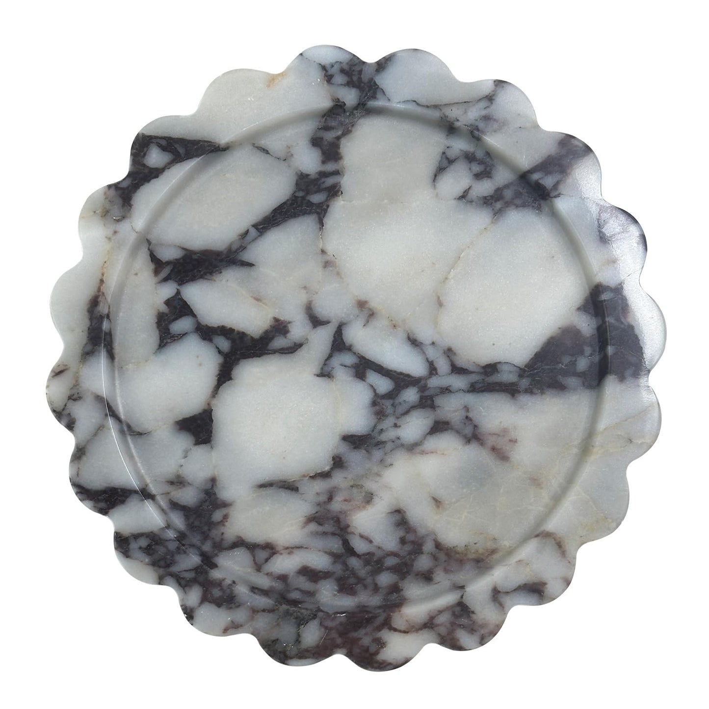 Round White & Purple Marble Decorative Tray