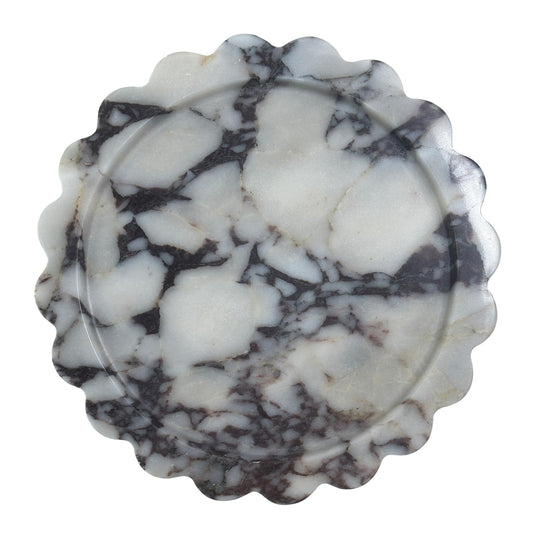 Round White & Purple Marble Decorative Tray