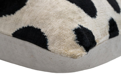 CANVELLO Handmade Velvet Throw Pillow, Down Feather Insert, 16x24 inches, Decorative Black and White Polka Dot Pattern Pillow for Couch & Home Decor