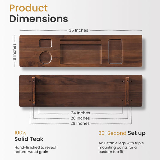 Expandable Teak Wood Bath Tray