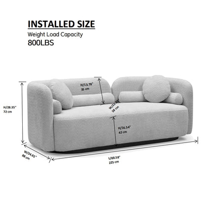 88-1/2” Japandi Sofa with 4 Pillows