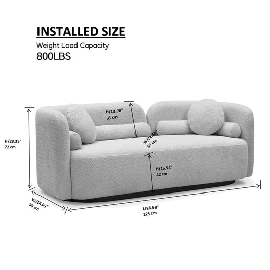 88-1/2” Japandi Sofa with 4 Pillows