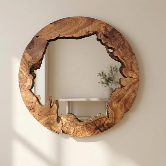 36" Round Live Edge Wall Mirror