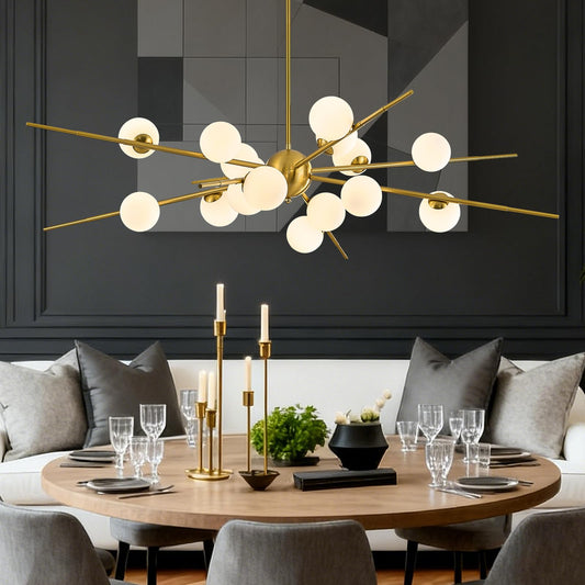 51" Brass Burst Chandelier