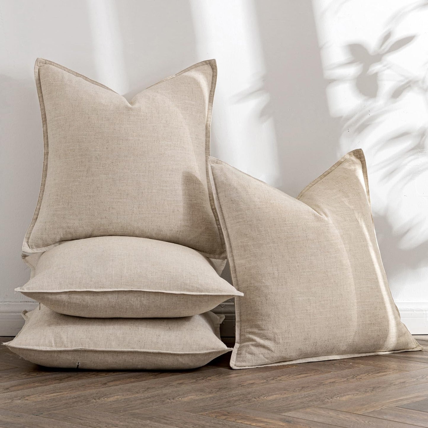 Linen Throw Pillow Covers, Set of 4