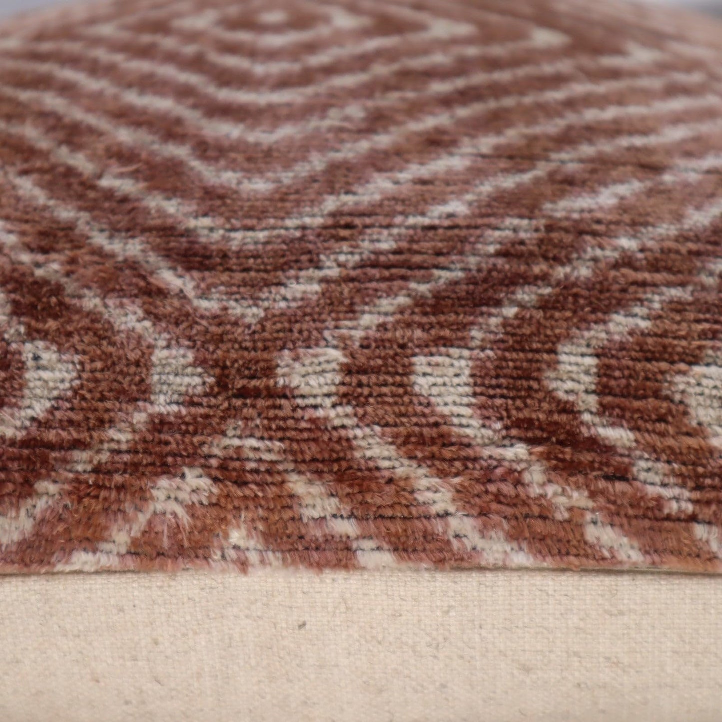 CANVELLO Luxury Brown Geometric Velvet Throw Pillow - Handmade Decorative Cushion, 16x16 Inch, Down Feather Insert, Modern Bohemian Accent Pillow for Sofa, Couch & Bed