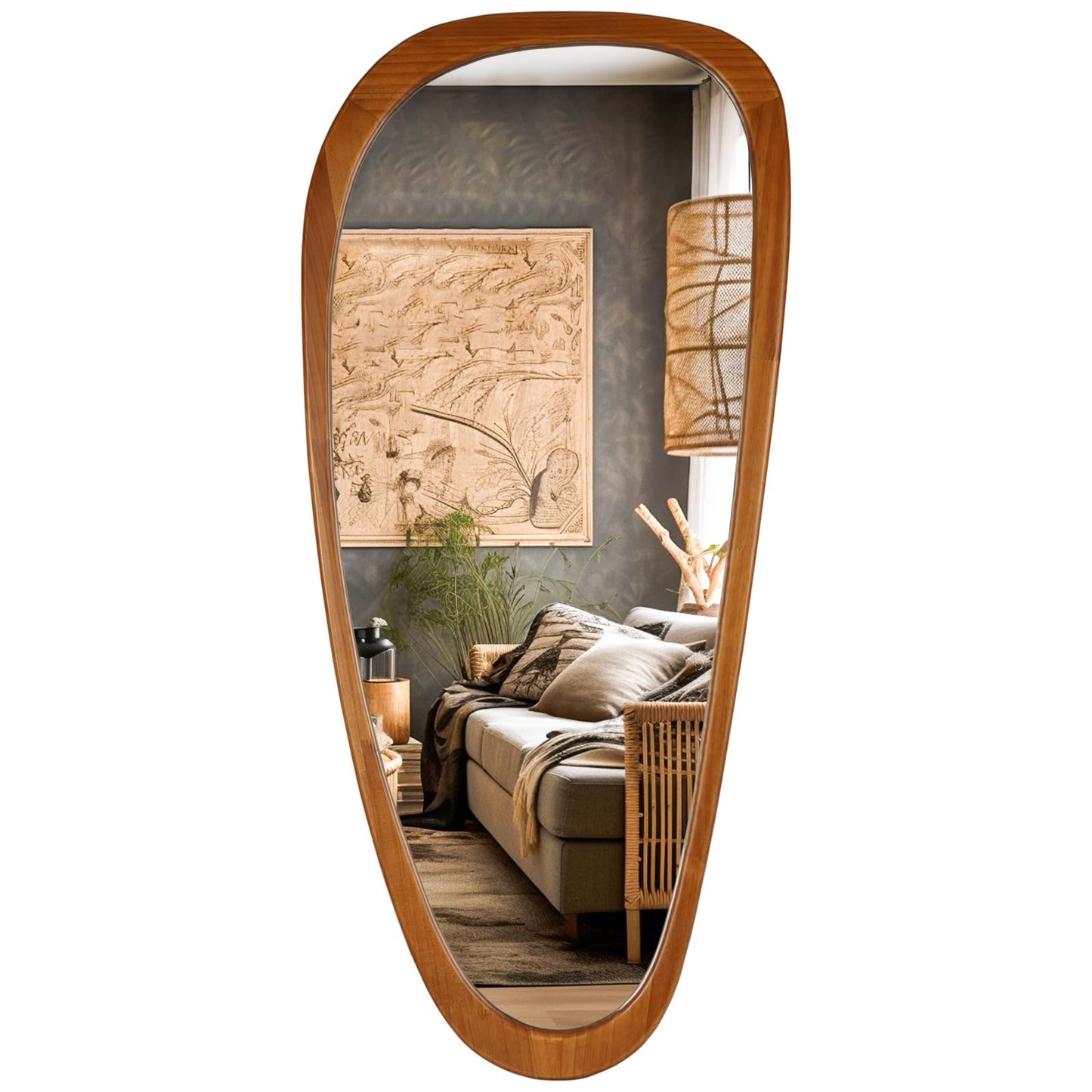 WallBeyond Asymmetrical Mirror, Irregular Mirror Full Length, Boho Wall Mirrors Decorative for Bedroom Living Room Entryway Hall, Mid Century Modern Decor 48" H x 22" W