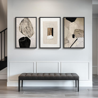 Abstract Print on Canvas Artwork, Set of 3