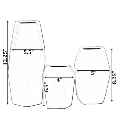 Geometric Ceramic Vases, Set of 3
