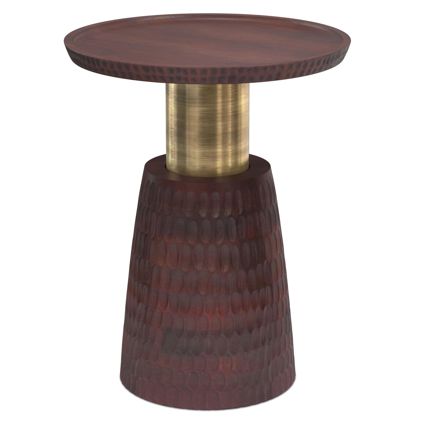 Round Wood & Metal Accent Table