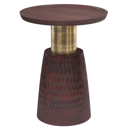 Round Wood & Metal Accent Table