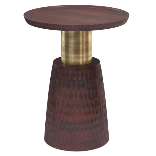 Round Wood & Metal Accent Table