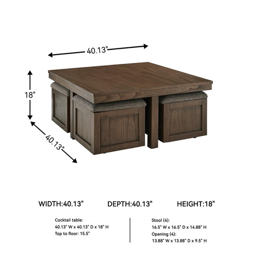 Woo Coffee Table with Storage Ottomans (4)