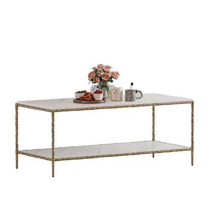 47" Brass and Marble Coffee Table