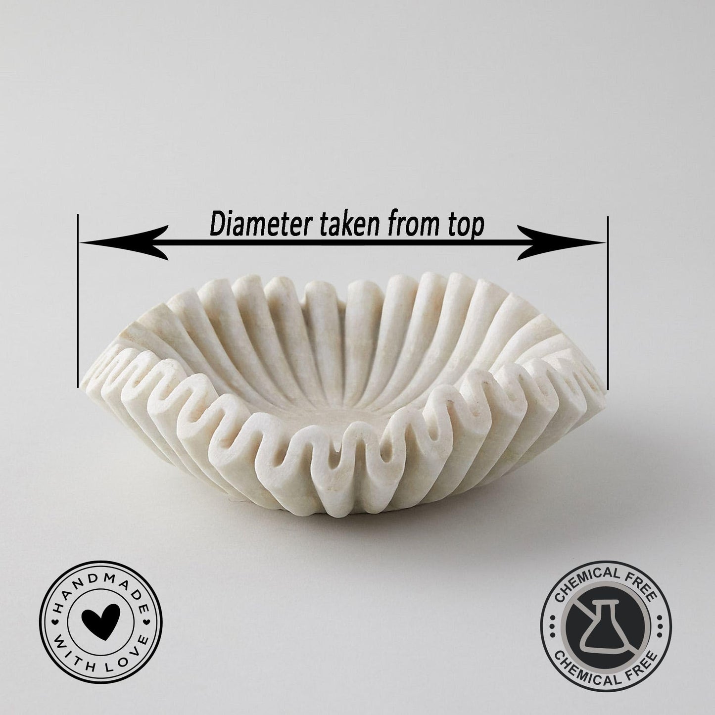 PUSHPA EXPORTS Marble Bowl Fruit Bowl, Stone Bowl Decorative Bowl Decorative Trays Marble Fruit Bowl Marble Ruffle Bowl Marble Floral Bowl Home Decor Gifts (6 inch)