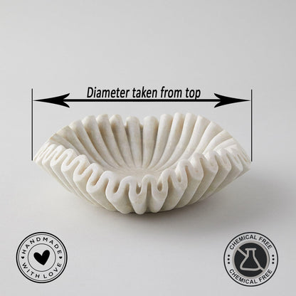 PUSHPA EXPORTS Marble Bowl Fruit Bowl, Stone Bowl Decorative Bowl Decorative Trays Marble Fruit Bowl Marble Ruffle Bowl Marble Floral Bowl Home Decor Gifts (6 inch)