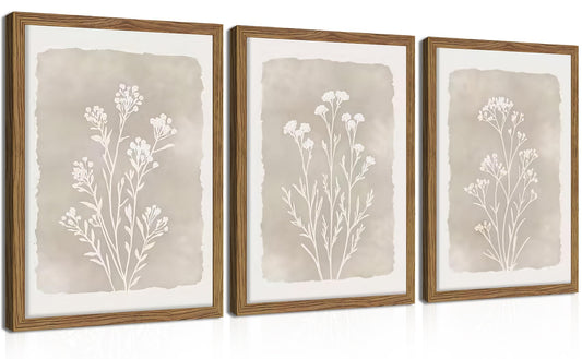 Framed Botanical Print Wall Art, Set of 3