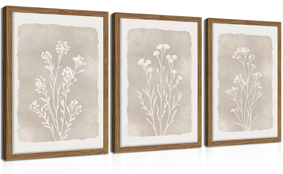 Framed Botanical Print Wall Art, Set of 3