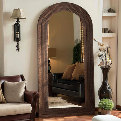 ZHUNFA Arched Full Length Mirror with Solid Wood Frame